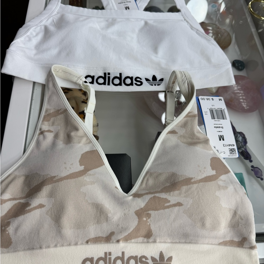 NWT Adidas White and Tan Sports Bras